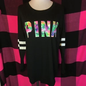 Victoria's Secret PINK T-Shirt mehrfarbig tropisch hinten offen Small S neu mit Etikett - Bild 1 von 4