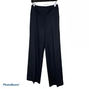 Elizabeth and James Wool High Button Waist Wide Leg Trousers Size 6 Pants Pocket - Picture 1 of 7