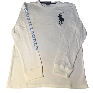 Polo Ralph Lauren Shirt Crew Neck Sz XL (18-20) Youth Pony Long Sleeve White - Picture 1 of 8