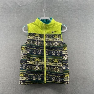 Nike boys size L (12-13) green full zip reversible Puffer vest zipped pocket - Picture 1 of 10