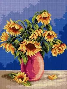 Orchidea Needlepoint canvas for halfstitch without yarn Bouquet of Sunflowers... - Picture 1 of 1