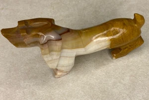 DOG Figurine Stone/Onyx Collectible Hand Carved Basset Hound Weiner Doggy Cute - Picture 1 of 6