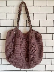Gerard Darel Crochet Knit Rope Braided Handbag Mauve USED Good Condition - Picture 1 of 6