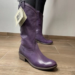 Frye Womens Carson Pull-On Boots Purple Leather Size US6B Cowboy Riding Western - Picture 1 of 20
