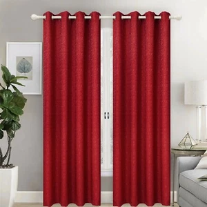 Two Panels Jacquard Embroidered Grommet Top Window Curtain Panel Drapes 281001 - Picture 1 of 7