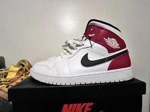 2019 Men Nike Air Jordan 1 One Mid White Chicago Black Red Size 13 Used Rare NDS - Picture 1 of 9