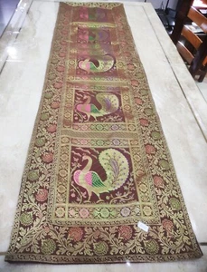 Silk Table Runner peacock tapestry Table Topper Wedding Party Décor Brocade art - Picture 1 of 7