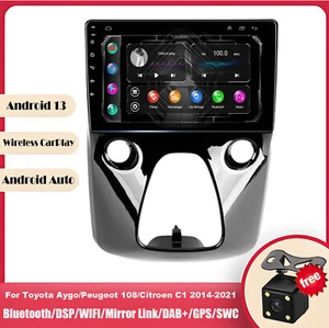 Unidad principal CarPlay navegación por satélite Bluetooth Android 13 GPS para Peugeot 108 2014-2021+cámara - Imagen 1 de 21