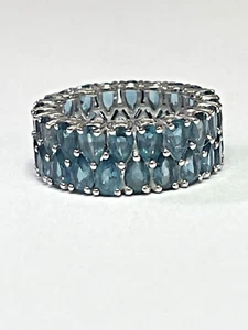 Victoria Wieck Blue Topaz Sterling Silver Eternity Band Sz 5.5 - Picture 1 of 3