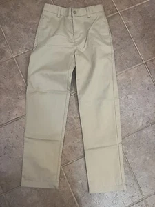 Lands End Pants Boys US 14 (12-13 yr) Khaki Tan School Uniform Adjustable Waist - Picture 1 of 12