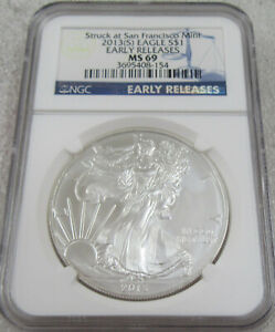 2013-S American Silver Eagle * NGC MS69 Early Releases * Struck at San Francisco