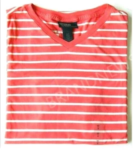 POLO by Ralph Lauren COTTON JERSEY Red LOGO V NECK Striped MEN T-Shirt SMALL NEW - Picture 1 of 3