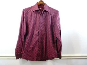 Robert Graham Red Geometric Classic Fit Long Sleeve Button Shirt M Flip Cuff - Picture 1 of 9