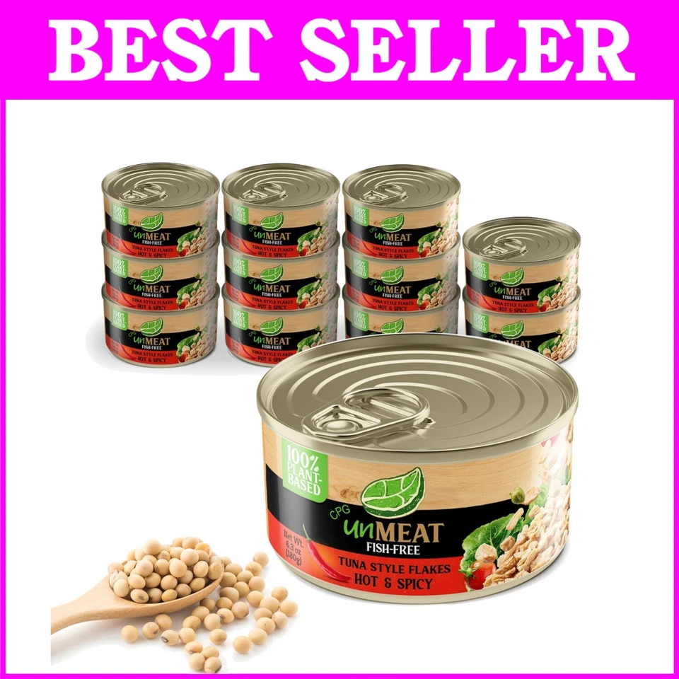 Copos nutritivos estilo atún vegano - 100 % a base de plantas, paquete de 12 calientes y picantes Foto 1 de 4