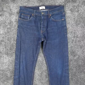 Jeans Folk Para Hombre 34 34x31 Azul Ribete Botón Mosca Denim - Imagen 1 de 17