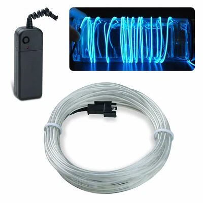 Neon LED Lights Glow EL Wire String Strip Rope Tube Decor Car Party + Controller - Image 1 of 4