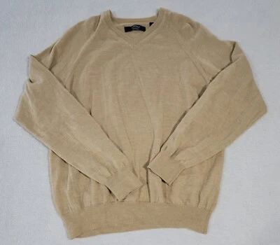 Mens Callaway Golf Sweater Size XL Gold V Neck 100% Merino Wool - Image 1 of 4
