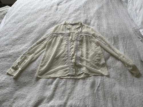 OFF WHITE Bellissima blusa blusa oversize Zara bianco sporco taglia XS pizzo cottagecore