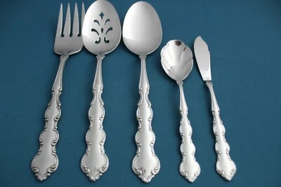 Tenedor de 5 cucharadas para servir mantequilla perforada azúcar Oneida Deluxe MOZART inoxidable Foto 1 de 4