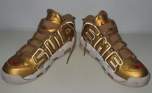 Lotto 43 SS17 Supreme x Nike Air More Uptempo Gold Suptempo UK 8,5 US 9,5 EUR - Foto 1 di 12