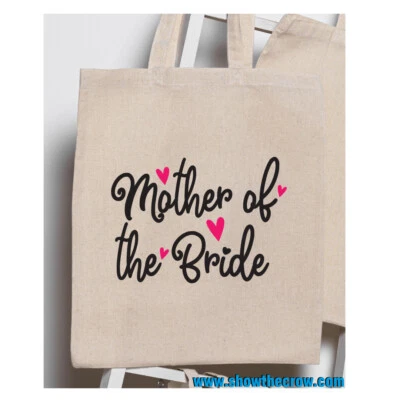 SHIOWTHECROW.COM "Mother of the Bride" Wedding 100% Premium Cotton Tote Gift Shoppers Bag