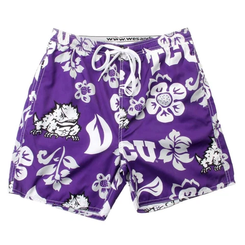 Men's TCU Texas Christian Swim Trunks Floral Swim Shorts Cover