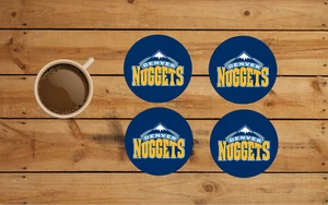 DENVER NUGGETS ROUND COASTER SET OF 4 CUSTOM MADE - Picture 1 of 2