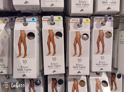 Primark BRONCE 5 Pares Medias Mate 10 Denier Reforzadas Cuerpo y Puntera Pierna S M L XL Foto 1 de 4