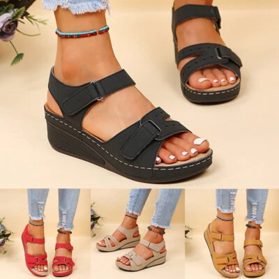 Damen Sandalen Bequeme Hausschuhe Orthopädische Peep Toe Offener Schuhe Sommer - Bild 1 von 4