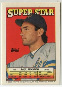 Tarjeta adhesiva Topps 1988 #42 Paul Molitor Milwaukee Brewers (pegatinas #130 y 175) - Imagen 1 de 2