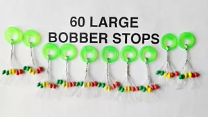 60 TAPPI BOBBER GRANDI (60 STOP COLORATI 10 ANELLI) MISURA fermi ovali - Foto 1 di 1