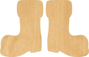 Santa Claus Boots Laser Cut Out Wood Shape Craft Supply - Woodcraft Cutout - Picture 1 of 1