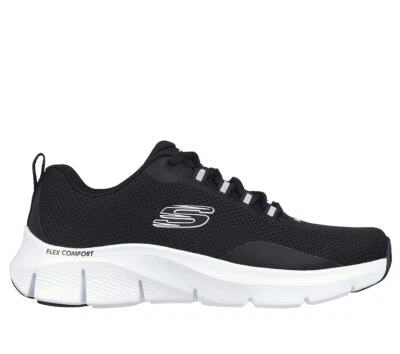 Sapato Skechers Masculino Conforto Malha Preta Esporte Flex Espuma de Memória Macio Casual 232686 - Imagem 1 de 4