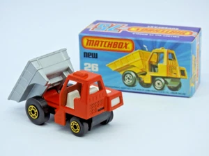 MATCHBOX SUPERFAST No.26 SITE DUMPER VNM IN VNM K BOX 1981-82 RARE YELLOW WHEELS - Picture 1 of 10