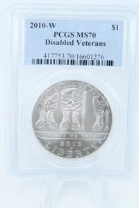 2010-W PCGS MS70 Disabled Veterans Silver Modern Commemorative Dollar - Picture 1 of 2