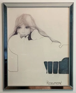 Vintage Christine Rosamond Blue Ice Lithograph Mirror Frame Turner Art 29 3/4” - Picture 1 of 17