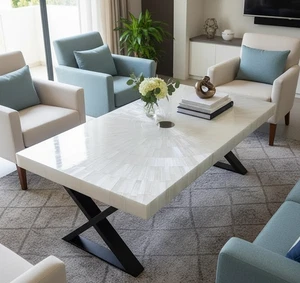 Selenit Esstischplatte - Luxus Kristall Edelstein Möbel, handgefertigtes Dekor - Bild 1 von 6