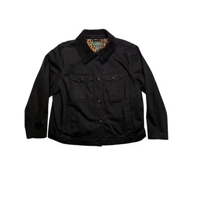 Chaqueta utilitaria negra forrada de leopardo Lauren Jeans Co Ralph Lauren talla 2X Foto 1 de 4