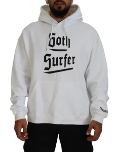 Dsquared² White Cotton Hooded Printed Men Pullover Men's Sweater Authentic - Picture 1 of 5