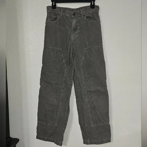 Y2K Corduroy Carpenter Pants Sz 28 Gender Neutral Olive Green Loose Fit - Picture 1 of 10