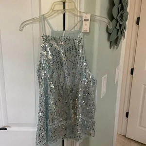 NEU MIT ETIKETT ANTHROPOLGIE PAILLETTEN BLÄULICH TOP GRÖSSE XS - Bild 1 von 7