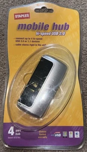 Staples Mobile 4 Port Hub HI-speed USB 2.0 NEW IN SEALED PACKAGED - Picture 1 of 2
