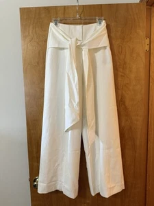 MILLY Monroe Cady Hose ecru Taille Bindedetail gefüttert Revolve Neu mit Etikett Größe 0 UVP 325 $ - Bild 1 von 14