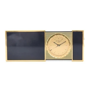 S.T. Reloj Despertador de Viaje Dupont Tipo Encendedor París Azul Marino Dorado Sin Caja Probado JAPÓN - Imagen 1 de 9
