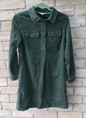 Vestido Camisa Boden Verde Pana Cambio con Bolsillos EE. UU. Talla 4P PETITE Mangas Largas Foto 1 de 4