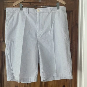 Pantalones Cortos Para Hombres Lt Azul Rayas LANDS END Seersucker Frente Plano 40 - Imagen 1 de 7