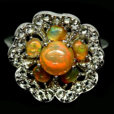 Anello In Opale Naturale SHOLA Taglia 18,75 In Argento Sterling R748 - Immagine 1 di 3