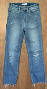 Flying Monkey Sz 25 High Rise Straight Leg Blue Jeans Distressed Women's J177 - Picture 1 of 6