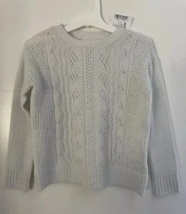 TCP Kids Girls Sparkly Acrylic Blend Knit Pullover Crew Neck Sweater Cream XS 4 - Picture 1 of 4