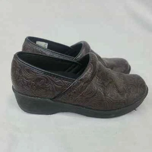 SafeTStep Comfort Clogs Mules Womens 7.5 Brown Floral Embossed Safe T Step - Picture 1 of 7